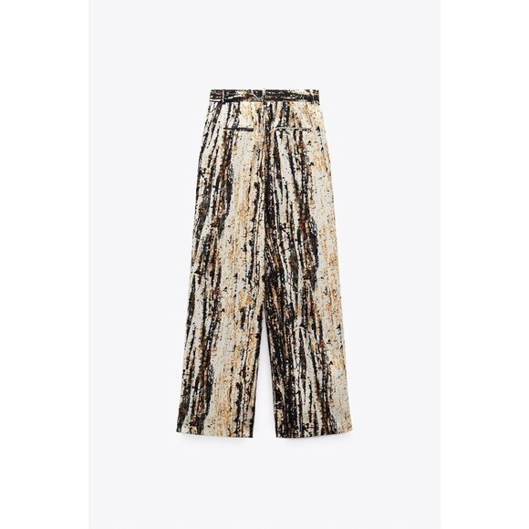 NWT Zara Wide Leg Abstract Print Trausers M - Picture 3 of 9